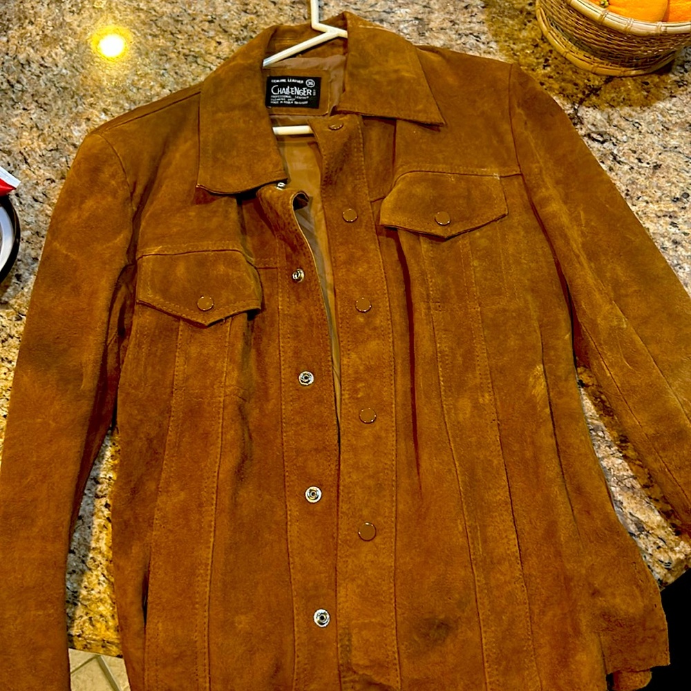 Challenger Leather Overshirt Jacket Men's 36/ small ~ Heavy 1980's Vintage